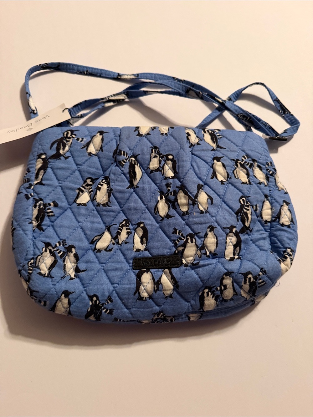 Vera Bradley Light Blue Quilted Crossbody with Penguin Print